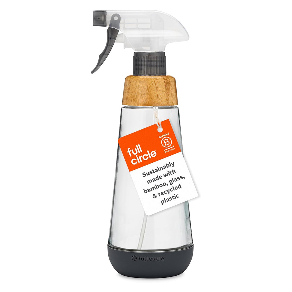Full Circle Refillable Glass Gray Color Spray Bottle 16Oz